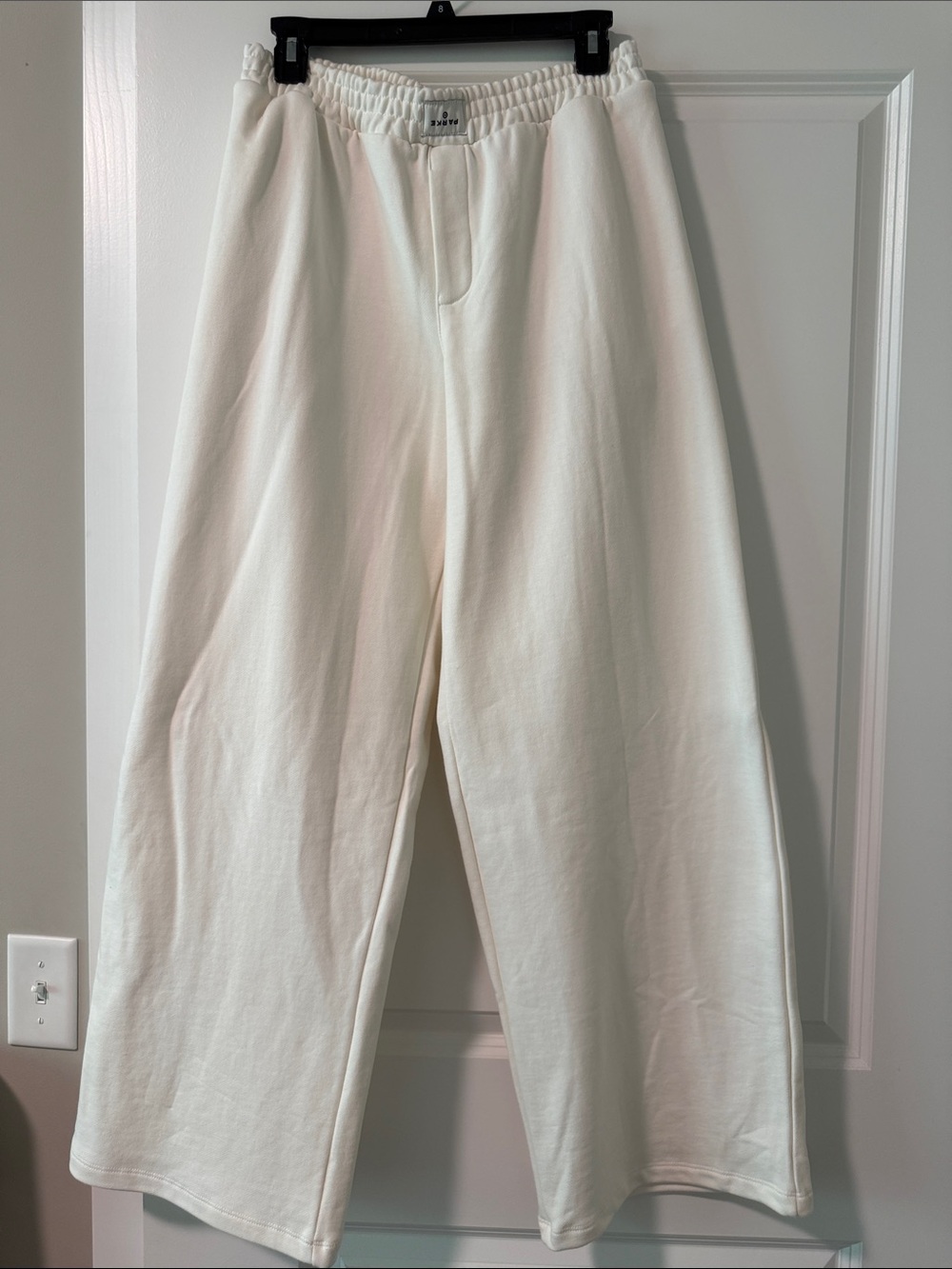 Women's Cream Wide-Leg Sweatpants with Elastic Waist